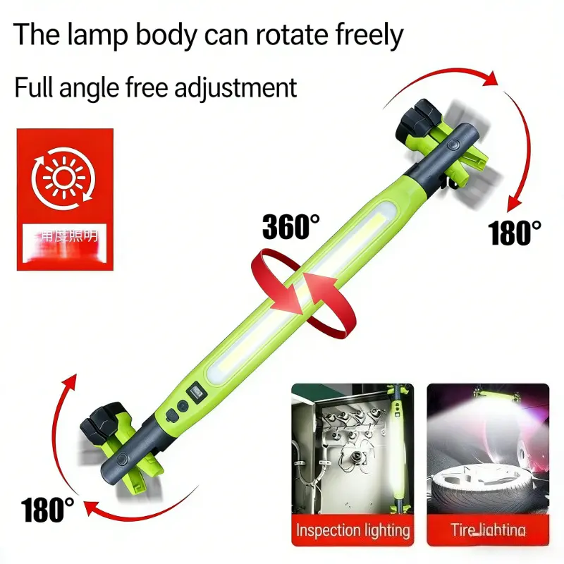 Camping Handheld Flashlight, High Brightness LED Work Light, 2000mAh Rechargeable Portable Flashlight with Magnetic Base and Hook, Under-hood Work Light for Car Repair, Inspection, Garage, Workshop, Emergency, and Camping