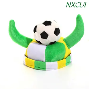 NXCUI Football Horn Bucket Hat for Sports Fans, Novelty Viking Helmet Headwear with Soccer Ball Decor, Lightweight Game Day Costume Accessory