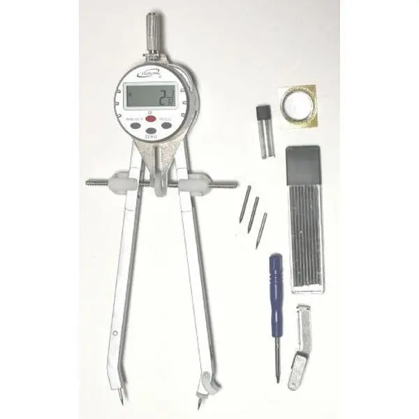 iGaging 35-cd16 Digital Compass and Divider - 0-6in Radius (0-12" Dia), LCD Digital Readout, Pencil Tips, Radius Scale, Poly-Fiber Construction, Inches/mm Compatibility, 3V CR2032 Lithium Cell, Ease to Switch, Center Wheel Design Efficiency, Batteries, Lc