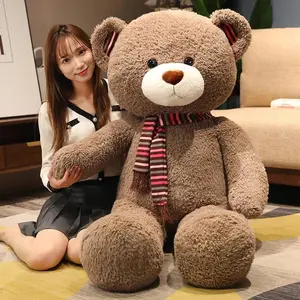 Giant High Quality 3 Colors Teddy Bear With Scarf Stuffed Animals Bear Plush Toys Teddy Bear Doll Lovers Birthday Baby Kids Gift