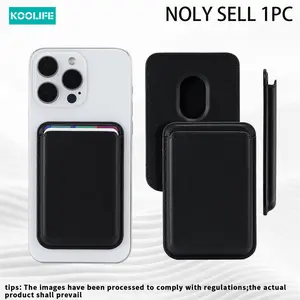 Koolife 1pc Magnetic Leather Mobile Phone Card Holder, PU Leather Back Card Wallet, Compatible with iPhone 17 17 Pro 17 Pro Max 16 15 14 13 12 Series, Portable for Daily & Travel Use, Electronic Gadgets, Cellphone