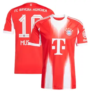 Unisex Soccer Bayern Munich Team Jamal Musiala 10 Champions Language/Bundesliga 2025/26 Home/Away Red
