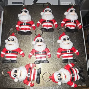 Santa Claus Snowman 3D Soft Plastic Doll Bag Pendant Keychain Christmas Children's Gift for Kids Festive Charm Ideal for Bags or Keys