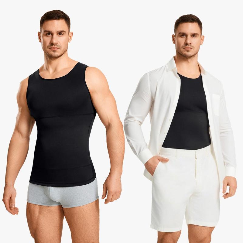 Nebility Men's Sleeveless Crew Neck Belly Compression Tank Activewear Menswear Tank Top Straps Undershirt Menswear