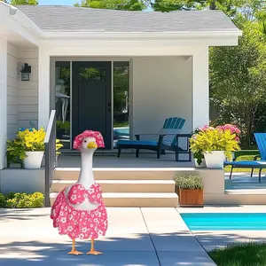 Hawaiian Goose Bikini Costume, Summer Porch Decoration Set, Outdoor Garden Yard Ornament, Cute Vacation Style Goose Dress-Up