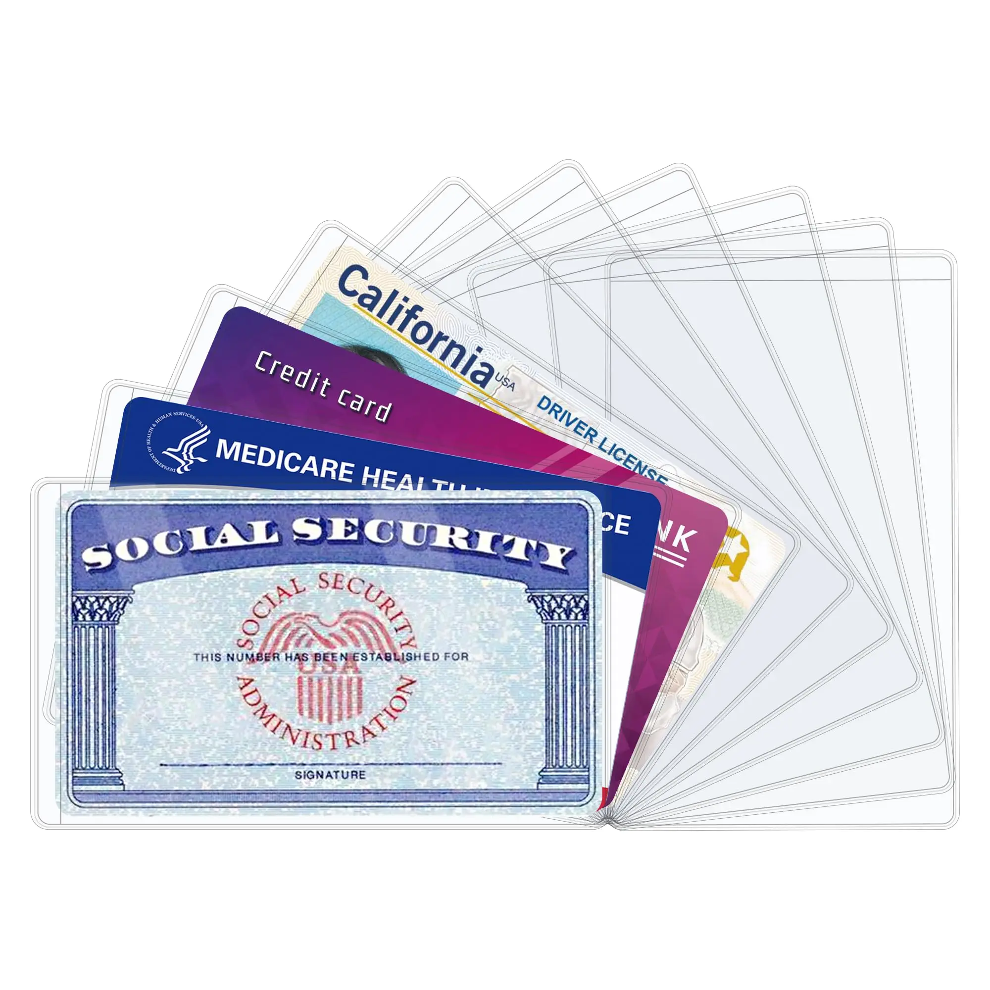 10 PCS Social Security Card Protector Sleeves/New Medicare Card Protector Sleeve/Credit Card Holder,31 Mil Soft Clear Plastic Card Sleeves, Waterproof SSN Card Protector