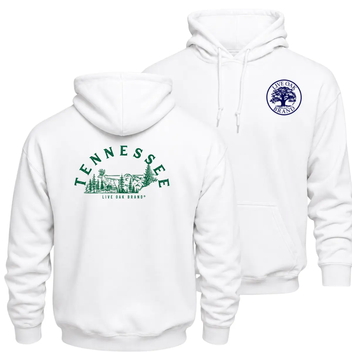 Vintage Tennessee Mountain Outdoor Hoodie, Double Sided Smokies Pine Forest Graphic Pullover Sweatshirt, Retro Southern Mountains Hoodie, Heavyweight Sweatshirt, Tennessee Nature Gift For Men