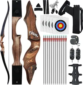 60 inch Archery Recurve Bow and Arrows Set for Adults with 12 Pcs Carbon Arrows 20-60lb Recurve Hunting Bow for Adults and Beginners to Advanced Outdoor Practice