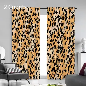 Leopard Print Curtain, 2 Counts/set Modern Home Decorative Curtain, Window Drapes for Home Living Room Bedroom Hotel Decor