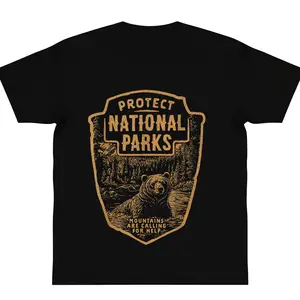 oversize cotton Protect National Parks Bear Resist Graphic T-Shirt Aesthetic Gift for Her y2k fashion Streetwear Casual Top trending Machine Wash Safe
