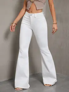 Women's Plain High Waist Flare Leg Trousers, Elegant Fashion Casual Bell Bottom Trousers for Daily Outdoor Wear, Women's Bottoms for All Seasons