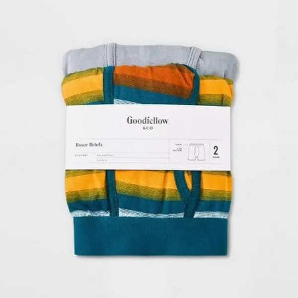 Men's Striped Boxer Briefs 2pk - Teal S (28/30) - Goodfellow & Co™