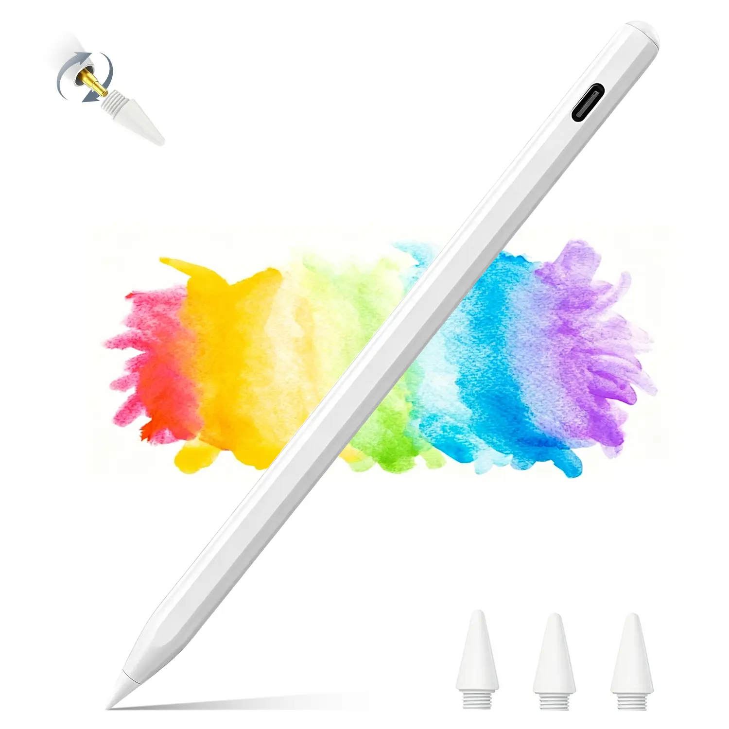 DotFlow Active Stylus Pen for iPad, Palm Rejection & Tilt Sensitivity Digital Pencil, USB-C Fast Charging, High Precision 1.5mm Fine Tip, Magnetic Attachment, Compatible with iPad 2018-2025 Pro Air Mini 10th & 11th Gen BackToSchool