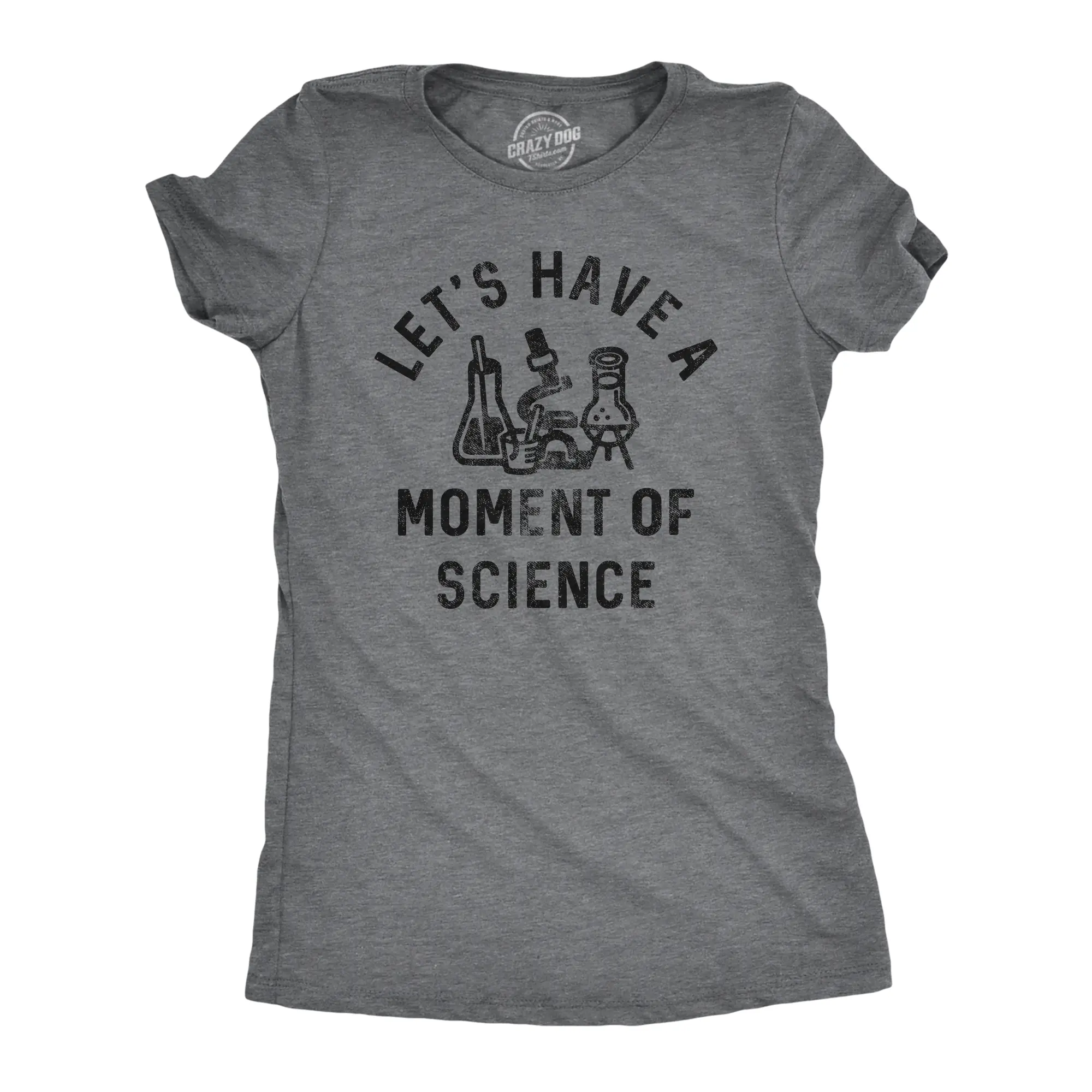Womens Lets Have A Moment Of Science T Shirt Funny Nerdy Lab Research Joke Tee for Ladies Funny Womens T Shirts Cute Vintage Fashion Casual Ladies T-Shirt Gift Sarcastic Tops for Women Funny Science Top Women's Dark Grey