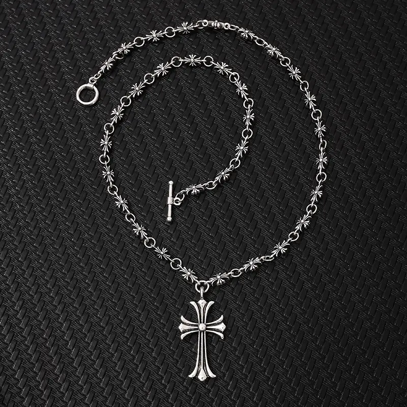 Hip hop nightclub trendy cross necklace handmade chain retro necklace