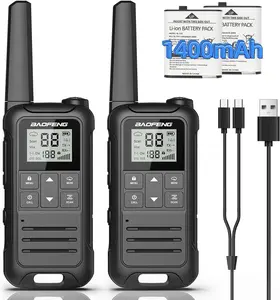 Baofeng FRS Walkie Talkies 2-Pack Rechargeable with 1400 mAh Battery NOAA for Hiking Camping