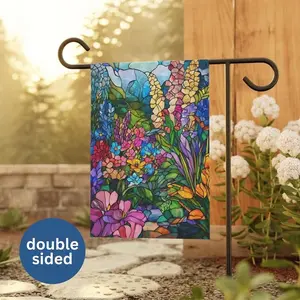 Summer Stained Glass Garden Welcome Flag Outdoor Yard Decor Gift Porch Flag Patio Decoration Housewarming Gift House Garden Flag
