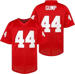 Men'S Red #44 GUMP Embroidered Polyester V-Neck Sports Jersey, Loose Fit, Breathable Knit Fabric, Versatile for Football, Parties, Casual Wear - Four Seasons Top for Teens & Adults Christmas gifts