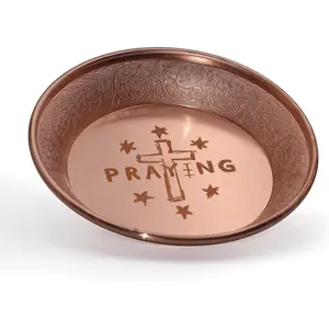 Copper Offering Prayer Ritual Bowl Plate -  for use Meditation,Smudging, Incense,Candle Dish, Ash Catcher, Dish,Witches(Praying)