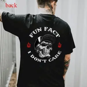 “FUN FACT I DON'T CARE” Skull Graphic T-Shirt for Men and Women, Unisex Cotton Crewneck Tee, Casual Streetwear Top, Trendy Urban Fashion Shirt, Menswear Cool Printed Tee, Graphic Skull Shirt, Everyday Outfit, Street Style Top