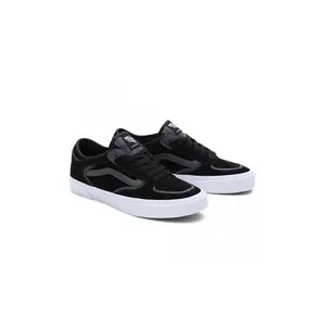 VANS Men's Skate Rowley Closed-Toe Leather Skater Casual Trainers - Lace-Up, Black/Asphalt, All Seasons, 25-Year Geoff Rowley Legacy, Popcush Bed, Rubber Outsole, Sidestripe Logo, for Casual Use, Skater Shoes