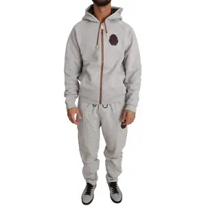 Billionaire Italian Couture Gray Cotton Sweater Pants Tracksuit