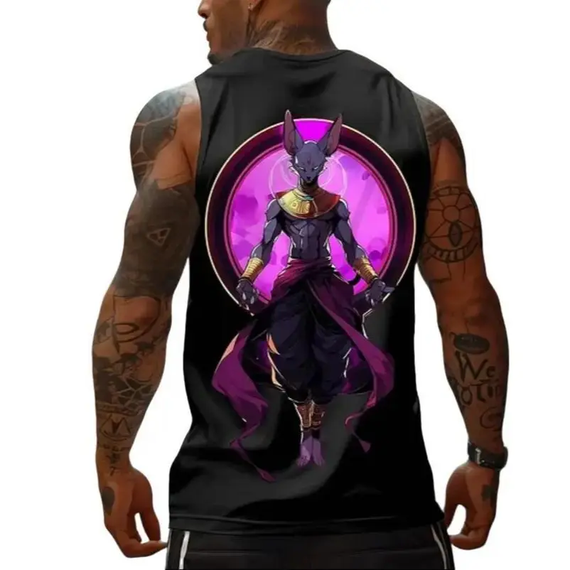 Beerus God of Destruction Dragon Ball Z Tank Top – 100% Cotton Anime Streetwear for Men