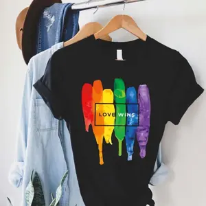 Love Wins Shirt, Rainbow Pride Tie Dye T-Shirt, LGBT Gay Gift A