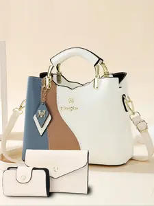 Fashionable Handbag with Charm, Casual Versatile Shoulder Bag for Women, Trendy All-match Commuter Bag for Daily Used, Handbag Set, Handbag Sling Bag, Casual Patched Handbag, Trendy Commuter Purse, All Seasons Handbag