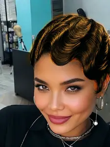 Short Pixie Cut Wigs For Women Wig Human Hair Wigs Finger Ocean Wave Wig Human Hair