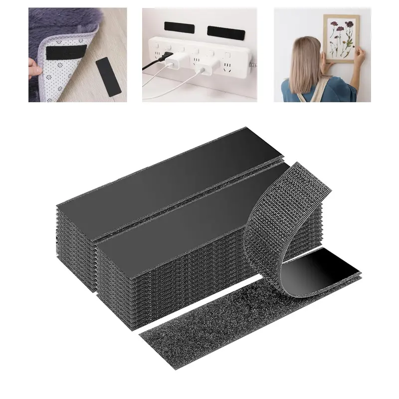 20 Pack Self Adhesive Hook and Loop Strips, Heavy Duty Double-Sided Hook Loop Fastener Tape, Sticky Back Heavy Duty Reusable Mounting Tape for Home Office DIY Crafts