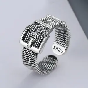 Vintage 16mm Belt Buckle Unique Open Silver Ring