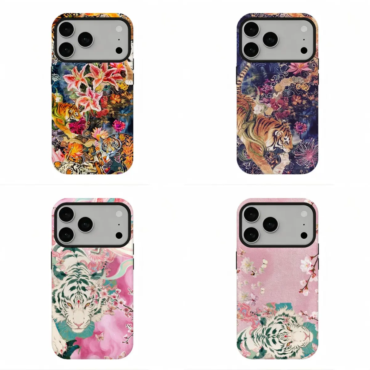 Corecore Floral Tiger Phone Case, Edgy Maximalist Asian Art Protective Cover, Compatible for iPhone 17 16 15 14 13 12 11 and for Samsung S26 S25 S24 S23 S22 S21, Perfect Holiday Gift