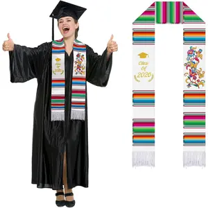 Class of 2026 Mexican Graduation Stole 72'' Hispanic Embroidery Mexico Graduation Sash Sarape for Graduation 2026