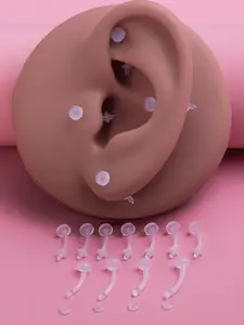 16Gauge 14Gauge Clear Bioflex Plastic Daith Rook Earrings Eyebrow Rings Curved Barbells Flexible Invisible Belly Piercing Retainers for Sports Work Surgery 8/10/12/14MM