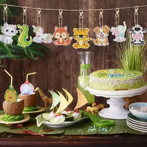 Set Of 15 Double Side Diamond Key Rings DIY, Diamond Painting Keychains, Animal Diamond Art Ornaments,for Beginners Birthday Crafting Home Party Decor,DIY Crafts