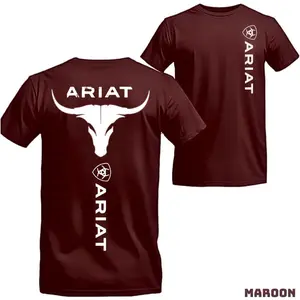 Ariat - Cowboy-style T-shirt Featuring A Bold Bull Head Design, Stylish And Edgy For Both Men And Women, Offering And A Distinctive Look Streetwear Tropical
