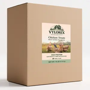 Vylorix 10LB Dried Black Soldier Fly Larvae for Chickens, High Protein Chicken Feed with More Calcium Than Mealworms, Non-Gmo Natural BSF Larvae Treats for Laying Hens, Ducks, Quail, Birds & Reptiles