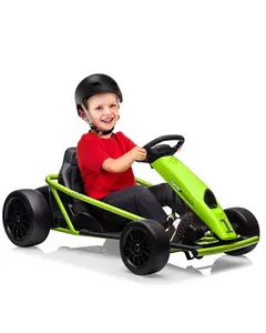 24V 9Ah Kids Ride On Go Kart Toy, High Speed 8.1MPH Drifting Car With Powerful Motors, Large Seat,Slow Start Function,High/Low Speed, Music, Max Load 155lbs Racing Toy for Kids 8+Years,Green