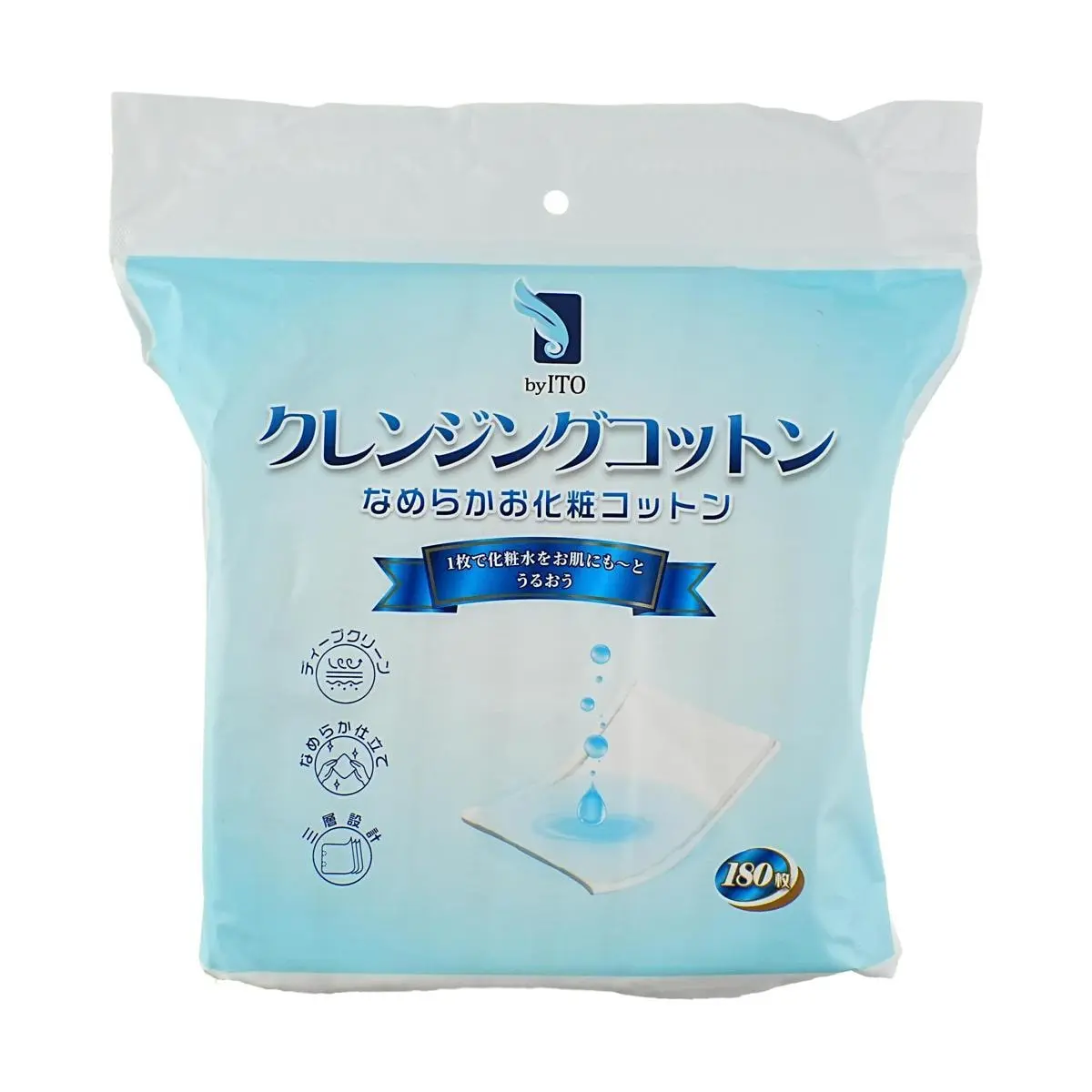 ITO Japan Makeup Remover Cotton Pads - 180 Count, Soft & Absorbent for Cleansing & Toning