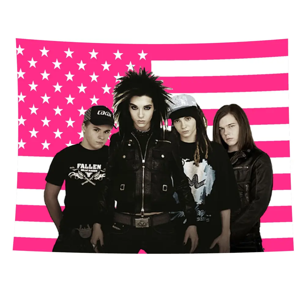 Tokio Hotel Iconic Emo Band Photo Print Tapestry - Goth Home Decor, Room Decor Wall Hanging for Bedroom, College Dorm, Ideal for Emo Fans American Flag Motivational apartment special gift