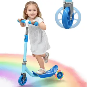 Handlebar-Steer Safe-First Kids Kick Scooter,3-Height Adjustable Toddler Scooters for Ages 2+ Year Old Boys & Girls Sharing,Led Lighted Stable 3-Wheels Heavy Duty Metal Scooter for Outdoor Fun Gift
