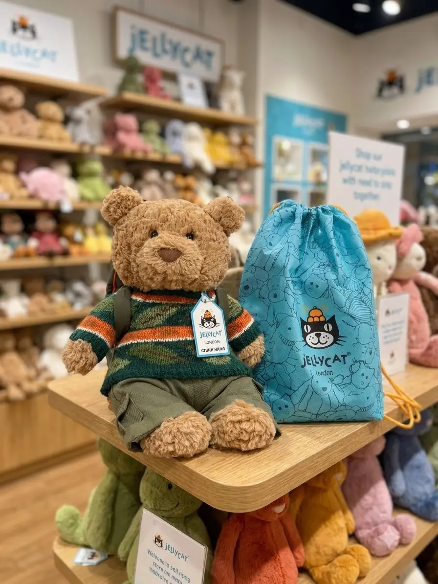 Jellycat Bartholomew Bear 'Hiking' Stuffed Animal | Ships from US | Includes FREE Jellycat Gift Bag