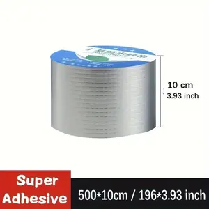 High-Temperature Aluminum Foil Butyl Waterproof Tape, 10cm X 5m, Durable Self-Sealing for Pipes, Walls, Pools, Leak Repair