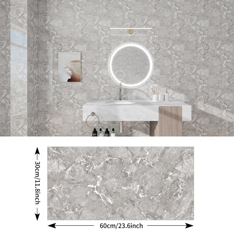 20/40Pcs Large Marble Tile Wall Stickers,PVC material Wall Paper, Easy Peel & Stick, Waterproof Self-Adhesive Panels for Kitchen, Living Room, Bathroom, Corridor, Home and Dormitory - 23.62*11.8 inch,Product details page Outdoorfun Vinyl Decorative Modern