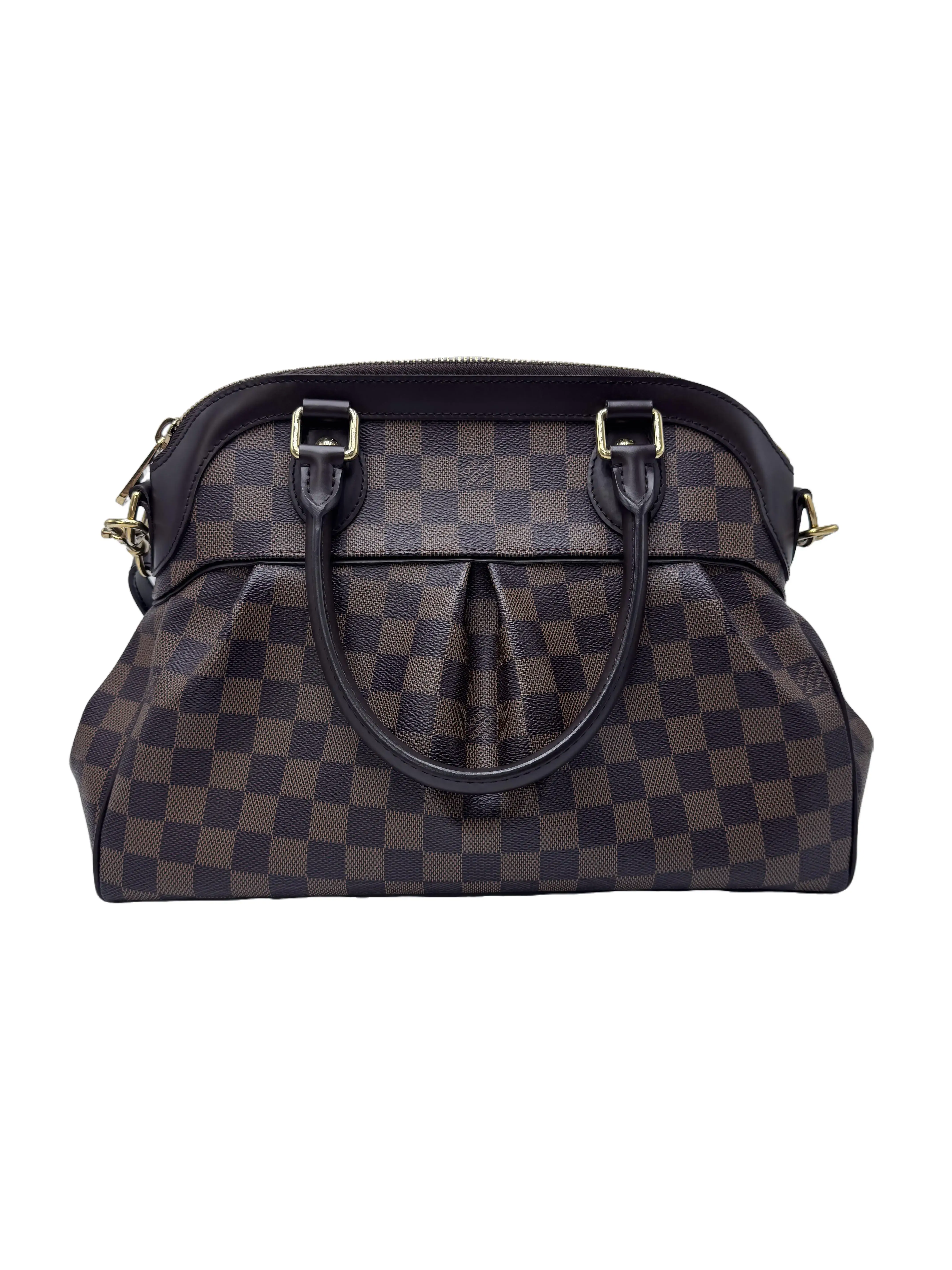 Pre-owned Louis Vuitton Canvas Shoulder Bags Trevi Brown Damier Ebene Cowhide Trim Handbag Crossbody Bag For Women