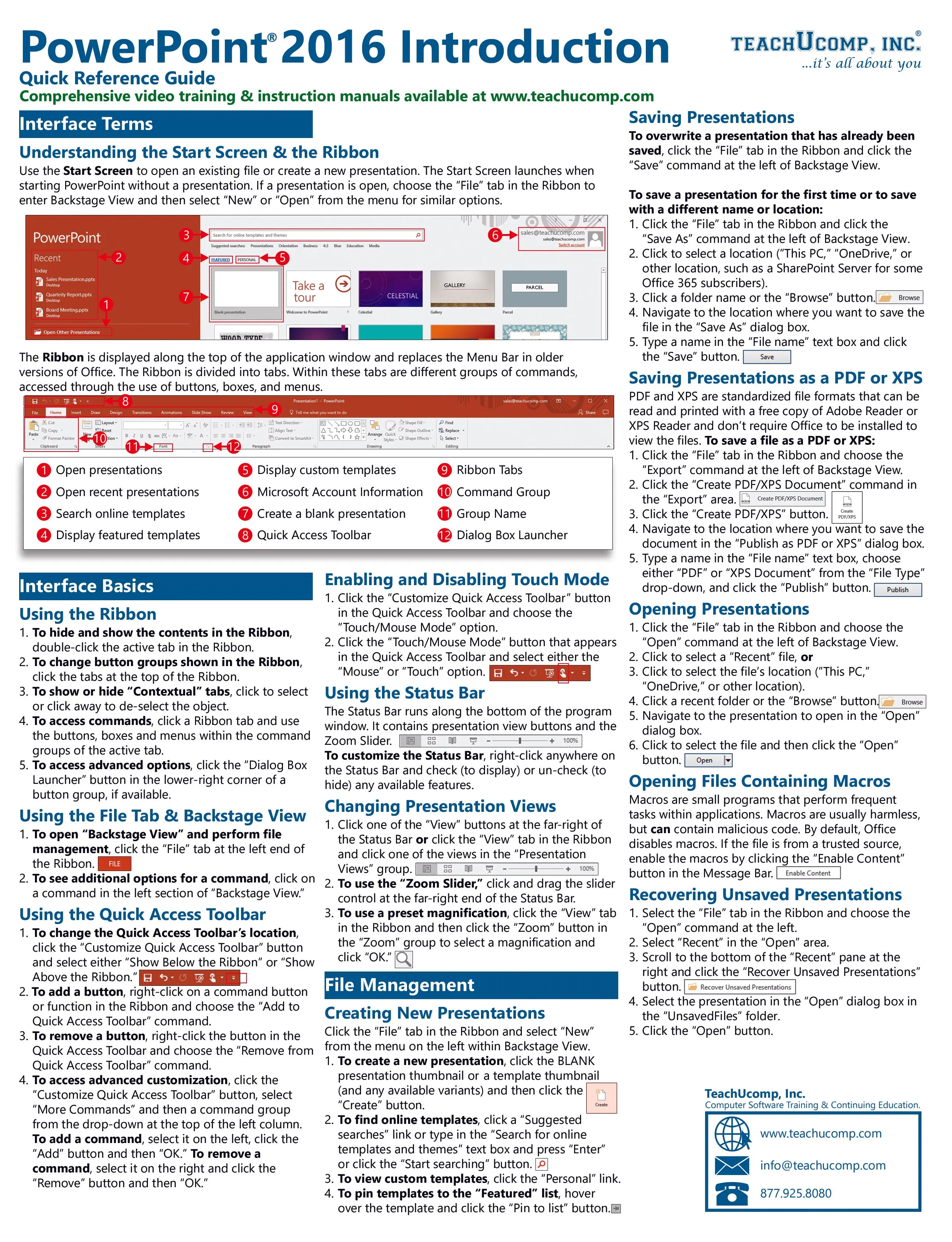 PowerPoint 2016 Introductory Quick Reference Guide