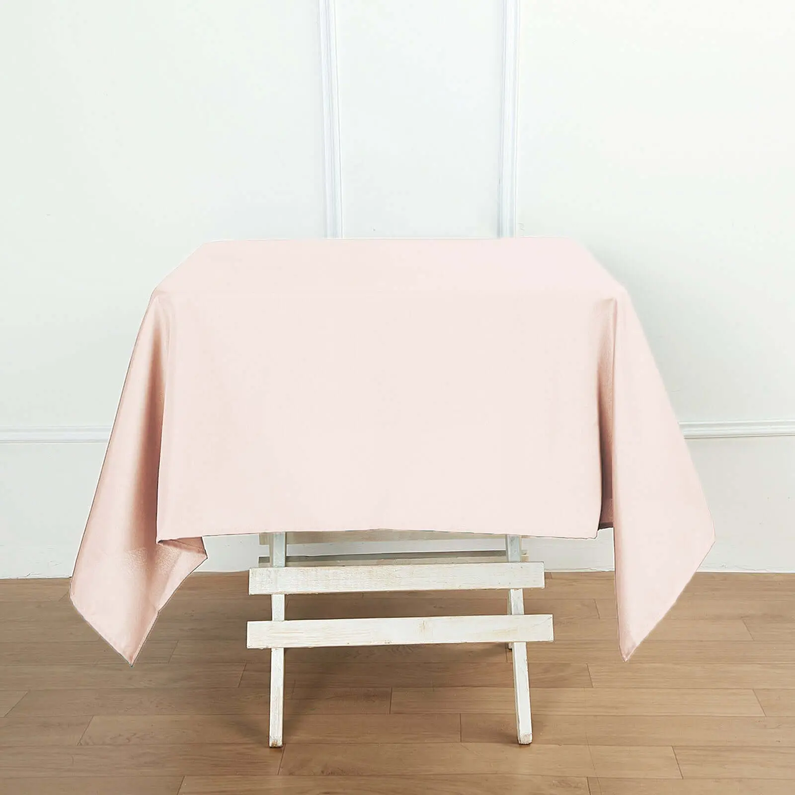 Wrinkle-Resistant Polyester Square Tablecloth, 54"x54" Blush Pink - Ideal for Bridal Shower, Christmas, Craft Fair, Birthday Kitchen Linens, Dessert