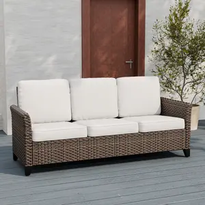 Ocean Vista Outdoor Wicker Patio Rattan Sofa Rattan, Seat 3