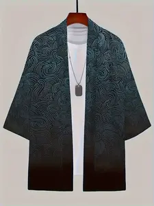 Men's retro-style printed kimono cardigan, an ideal gift for regular summer styles, a comfortable coat
